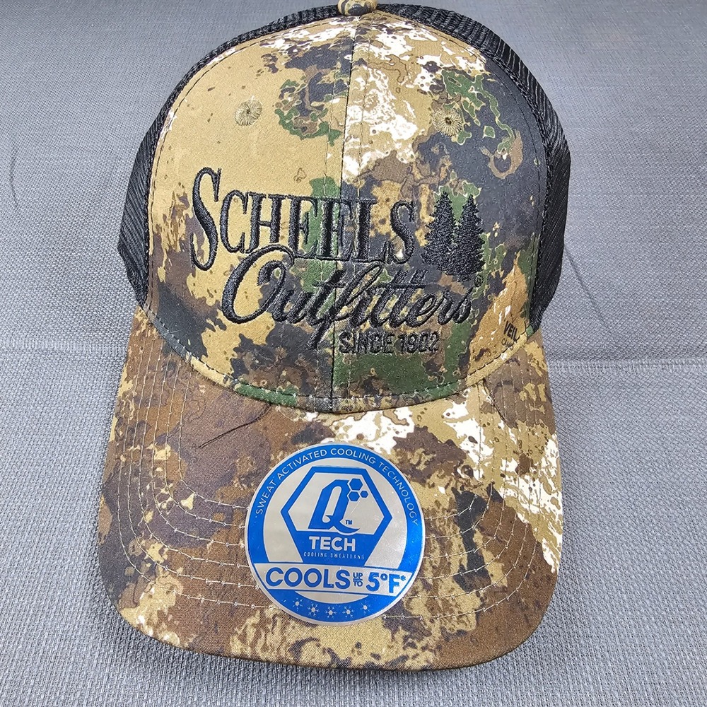 Scheels Outfitters Veil Camo Tech Hat Trucker Cap Cooling Sweat Activated New